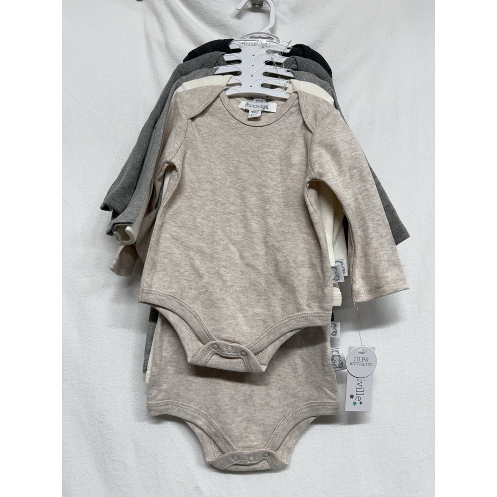 10 Pack Miniville One Piece Body Suit 6-9 Months Longsleeve And Short Sleeve New